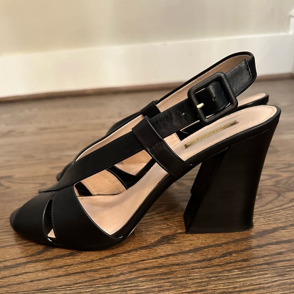 LOUISE ET CIE KALEE Black Leather Block Heel Strappy Sandal Size 10 M - Picture 3 of 11
